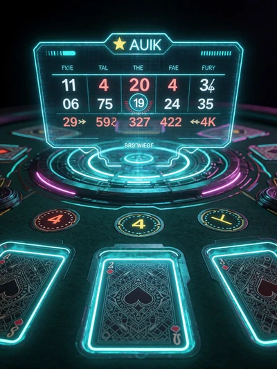 Three Card Poker mit neon-cyanen Kartenpositionen bei Roby Casino Live Casino